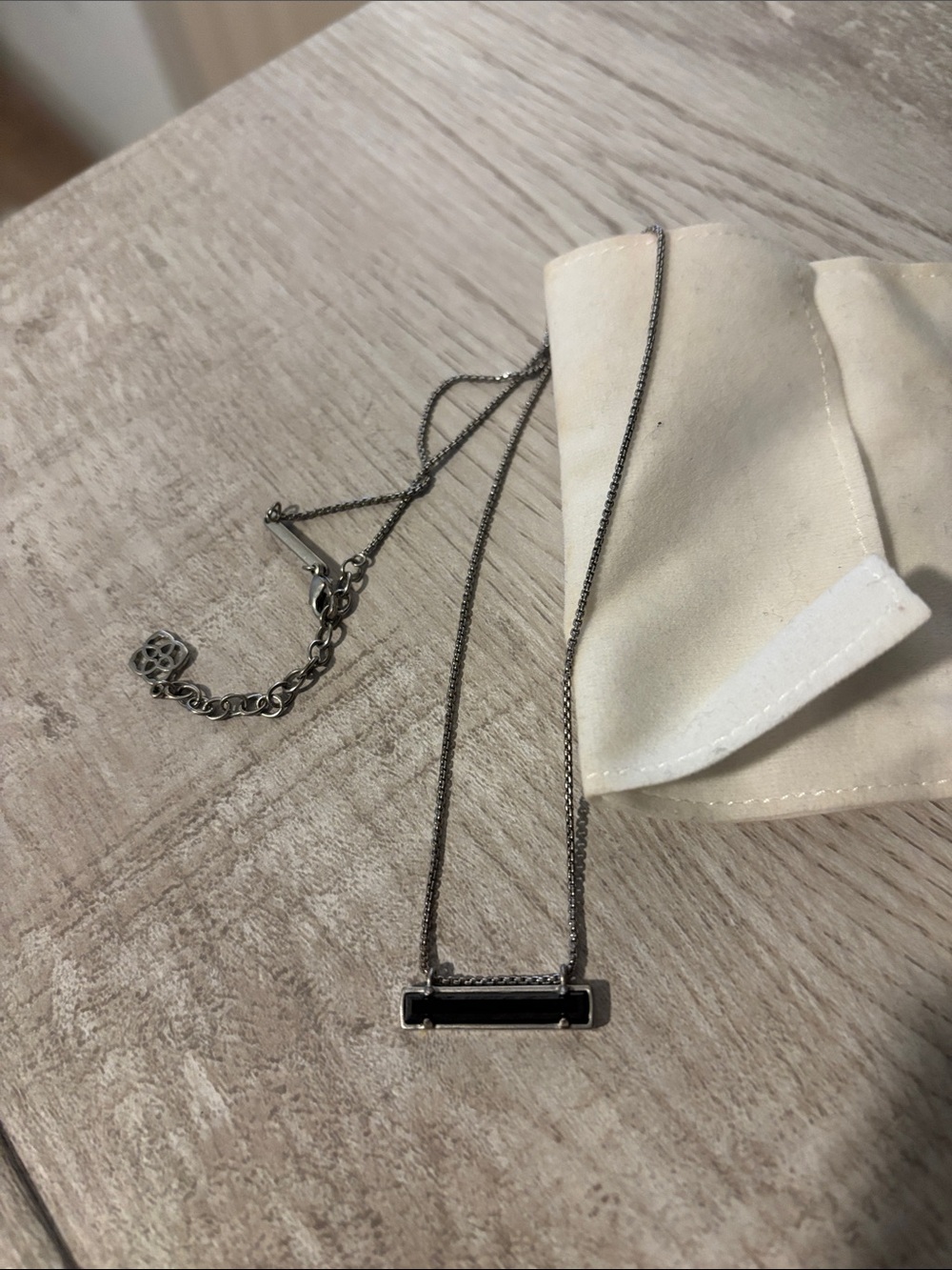 Kendra Scott Silver Bar Necklace with Black Inlay